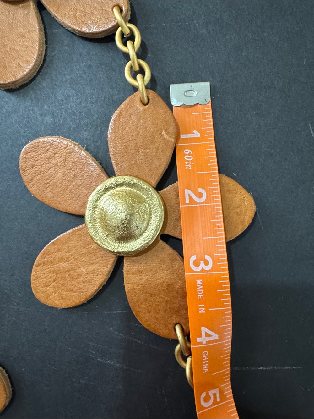 Vintage Leather Flower Belt - Picture 7 of 17